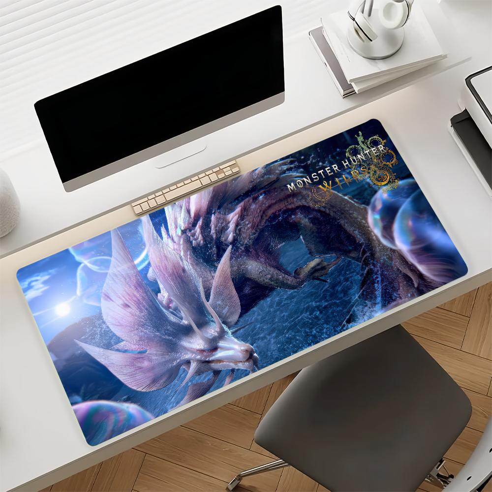 Spiel Monster Hunter W-Wilds Mauspads Rutschfester Gummi Gamer Balance Computer Matte Decoracion Schreibtischmatte Laptop Büro Groß