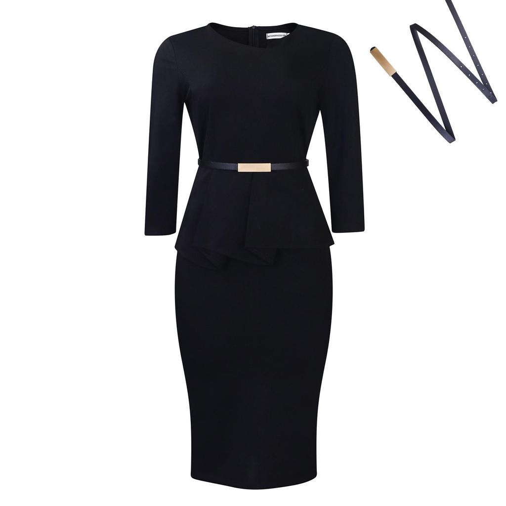 2024 Women's Solid Color Bodycon Pencil Skirt Dress