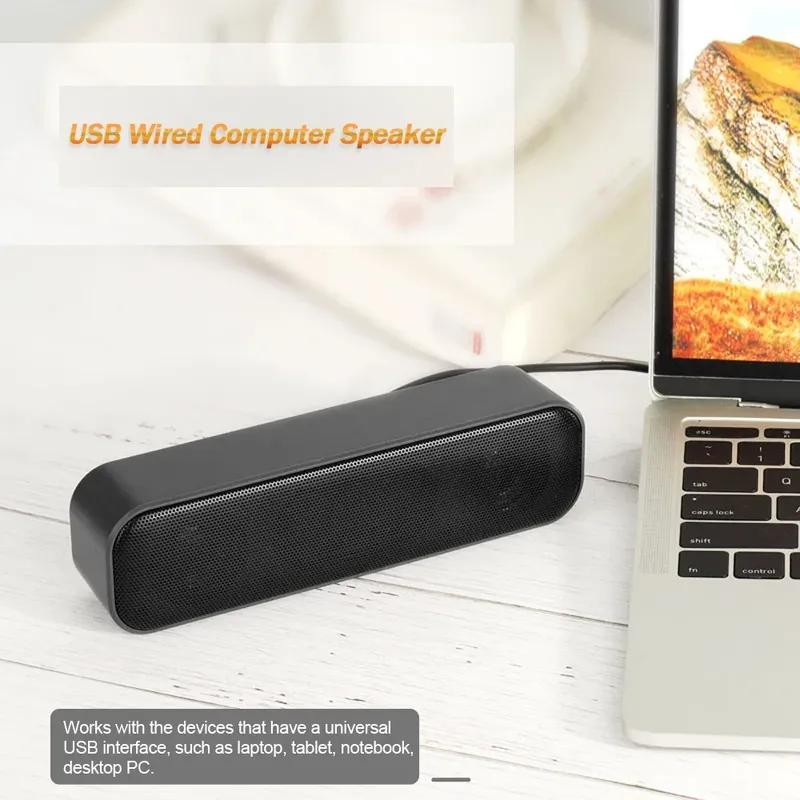 Mini Speakers Plug and Play USB Powered Soundbar Desktop Speaker Wired Computer Sound Box for TV Desktop Laptop Computer Speaker