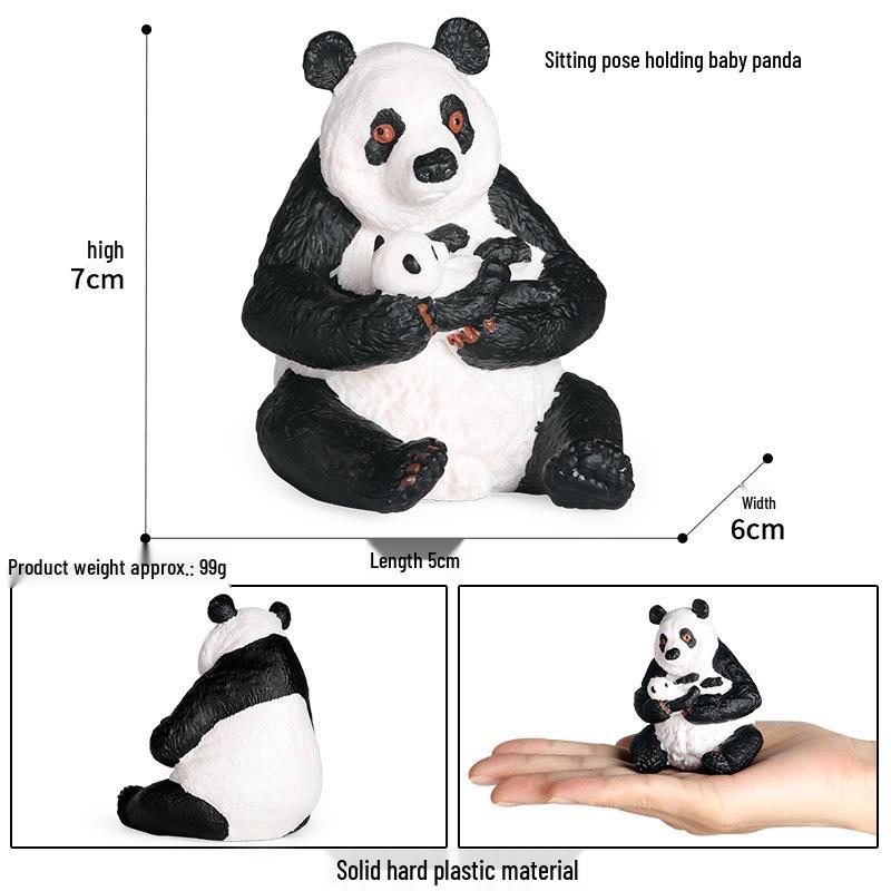 Giant Panda Eating Bamboo Model - Solid Animal Toy & Desktop Ornament for Children