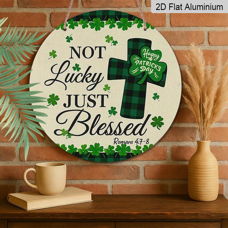 2D Flat - 1pc of 2D Flat Printed Aluminum Sign with a Blessed Pattern, Measuring 7.87X7.87 Inches (20X20 Cm). It'S Durable And Easy to Hang, Making