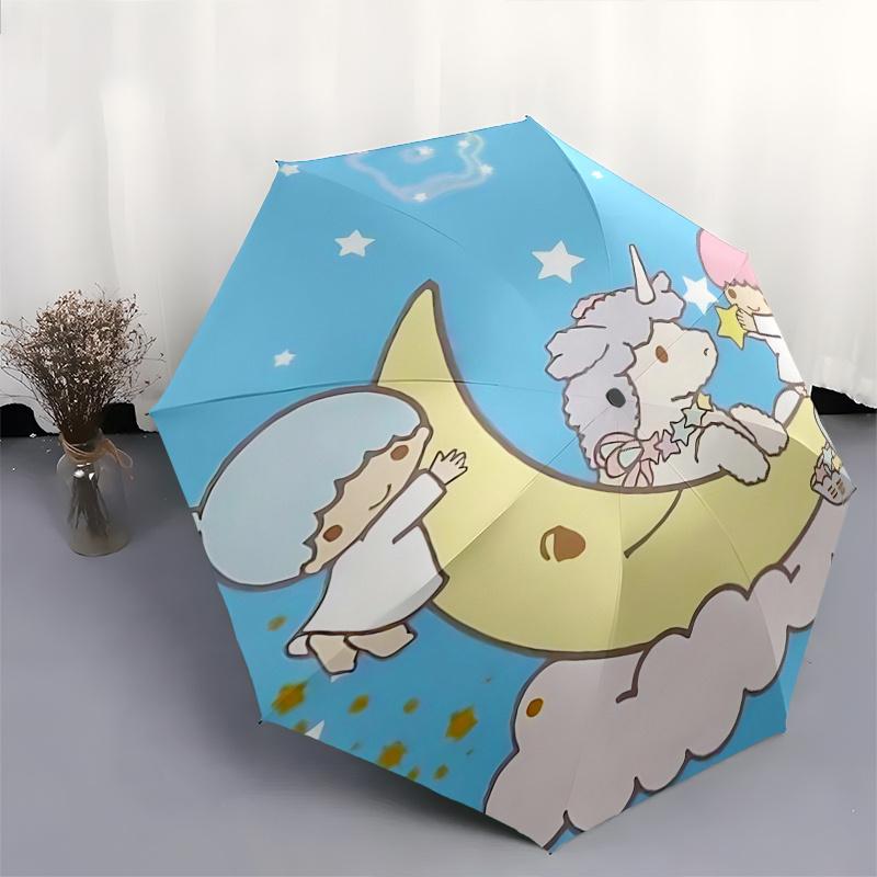 1pc Unicorn Moon Basket Starry Sky Automatic Folding Umbrella - Portable 3-Fold Design with Iron Frame, Perfect for Fans, Travelers, Daily Use, and Fe