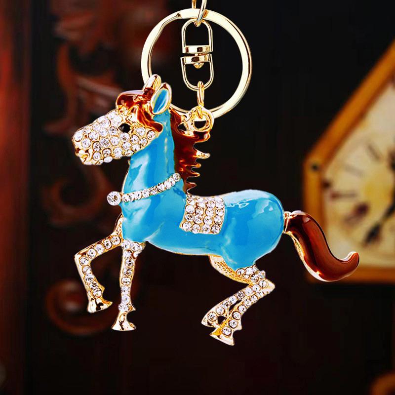 Rhinestone Pony Car Keychain Bag Pendant Metal Keychain Year Of The Horse