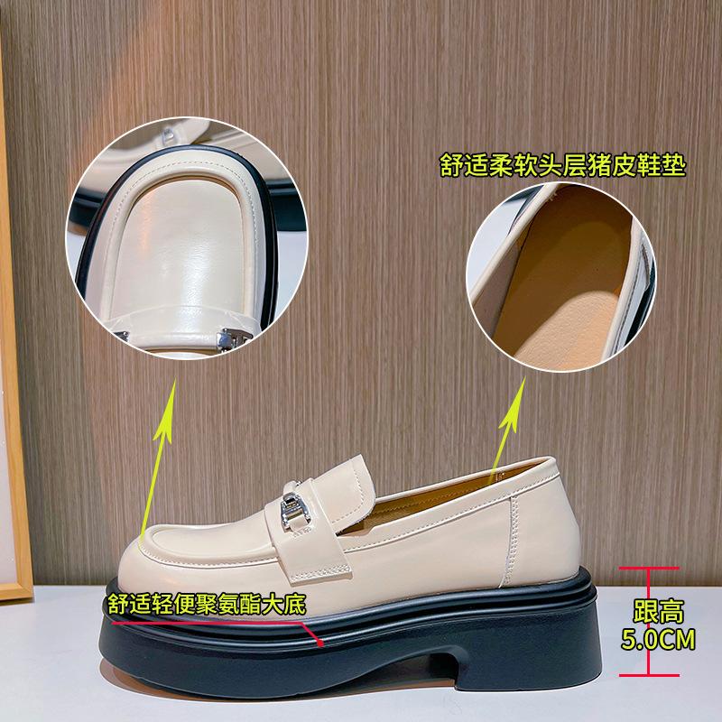 Leather loafers women's 2025 spring new fashion single shoes women's casual versatile small leather shoes small fragrant women's shoes tide