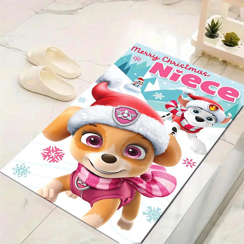 1Pc Paw Patrol Christmas Celebration Rug Office Carpet Indoor Outdoor Doormat Nonslip Soft And Comfortable Living Room Christmas Halloween Gift D91876