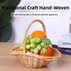 Portable Handheld Rattan Woven Basket Handwoven Decorative Fruit Storage Basket Multi-functional Picnic Basket Kitchen Organizer