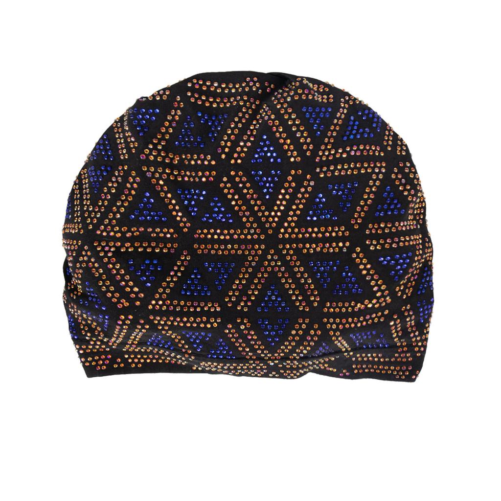Full Diamonds Women's Donut Turban Cap Elastic Muslim Headscarf Bonnet Female Headband Hat African Caps Lady Hair Accessories