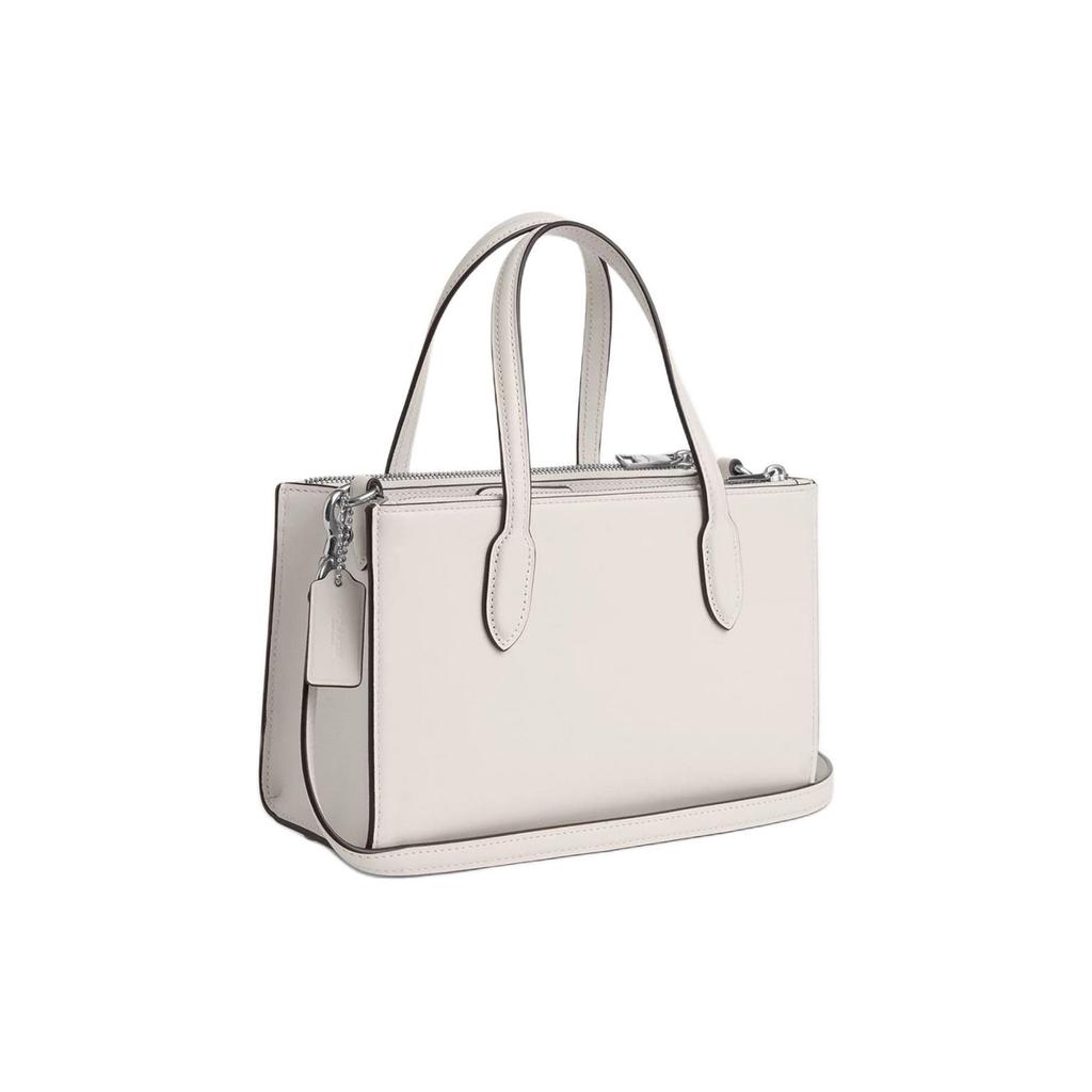 Coach Bolso de Hombro Cruzado Nina 25 con Cierre Magnético Piel de Ternera Refinada Bolso Mediano para Mujer Plata Chalk CR097-SVHA