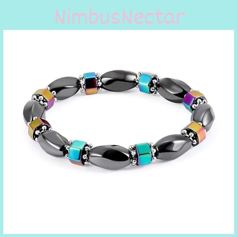Lhsl-059 Trendy Unisex Double Row Rainbow Stone Bracelet With Magnetic Clasp Great Travel Souvenir