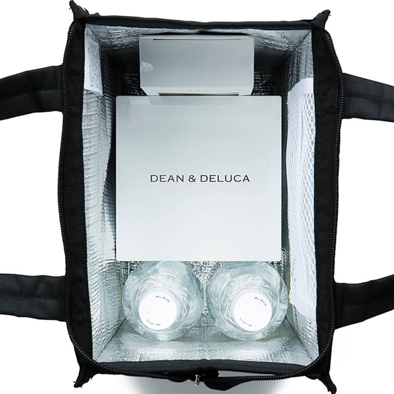 DEAN & DELUCA Cooler Bag, Black, Medium, Insulated Cooler Bag with Zipper, Compact, Perfect for Lunch Boxes