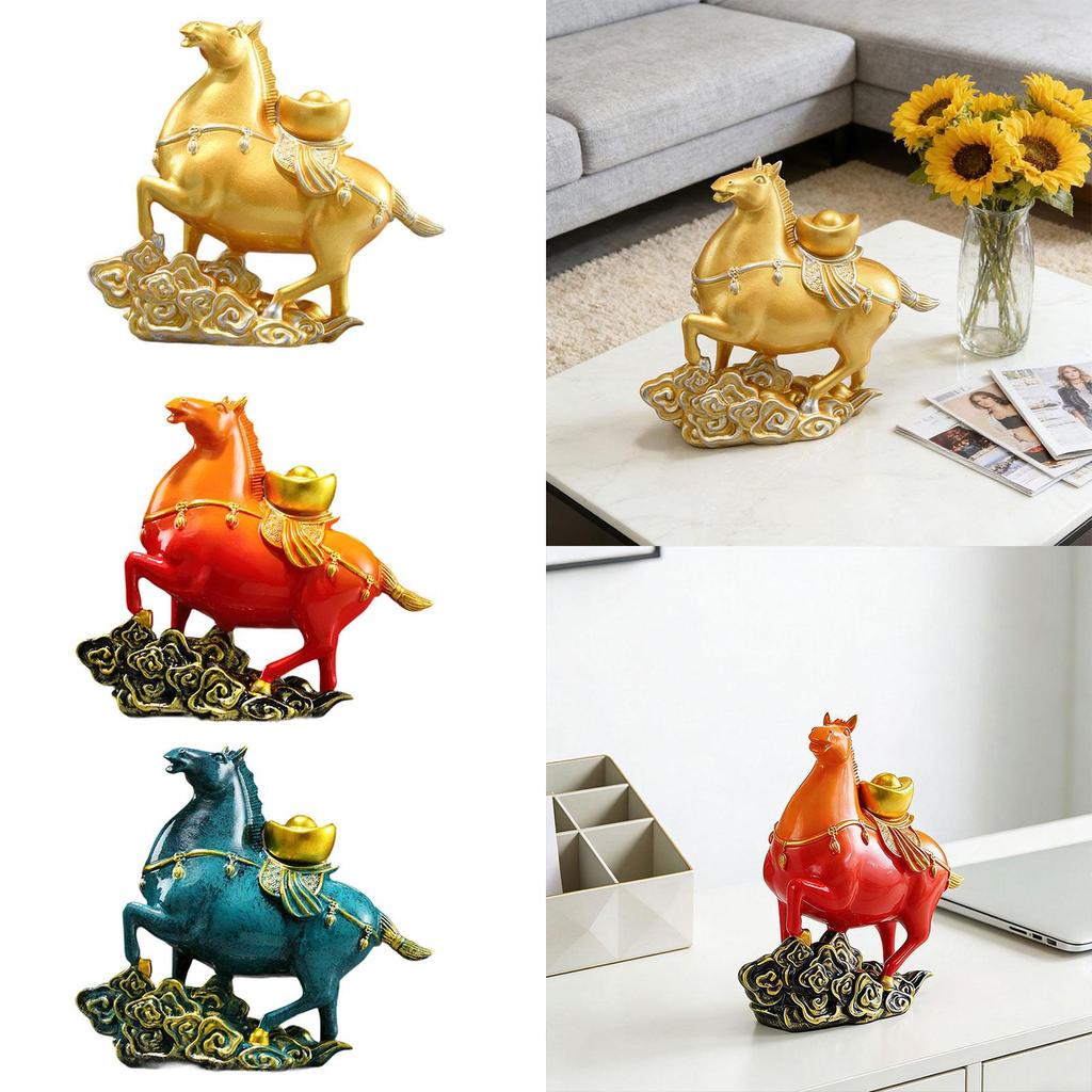 Rocking Horse Mini Statue Resin Animal Figurine Object Interior Decoration for Living Room Office Tabletop