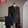 Hengyuanxiang Men's Wool Blend Double-Breasted Business Suit