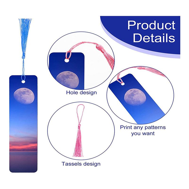 

Fresh 70 Pieces Sublimation Blank Bookmark, Heat Transfer Sublimation Bookmarks With Hole And 70 Pcs Colorful Tassels