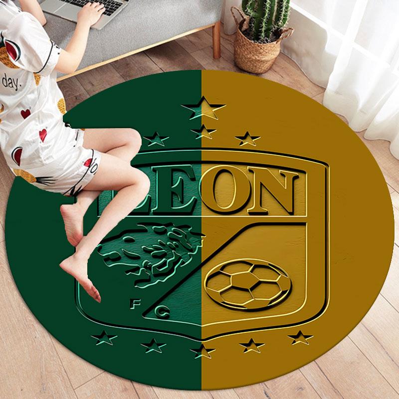 Club León Football Club Round Area Rug,Carpet Rug for Living Room Bedroom Sofa Playroom Decor,Non-slip Floor Mat
