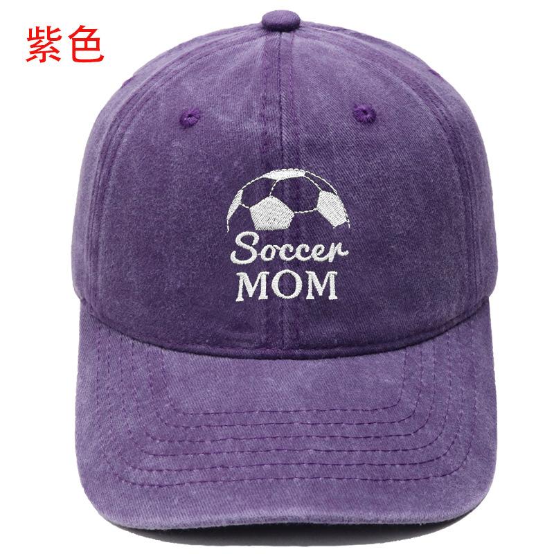 New Soccen MOM football embroidery washed baseball cap men's and women's leisure outdoor sports sun hat