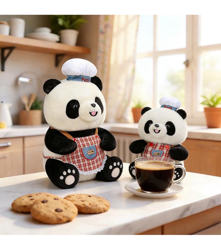 Cute Chef Panda Plush Toy with Apron - Children's Comfort Doll & Birthday Gift