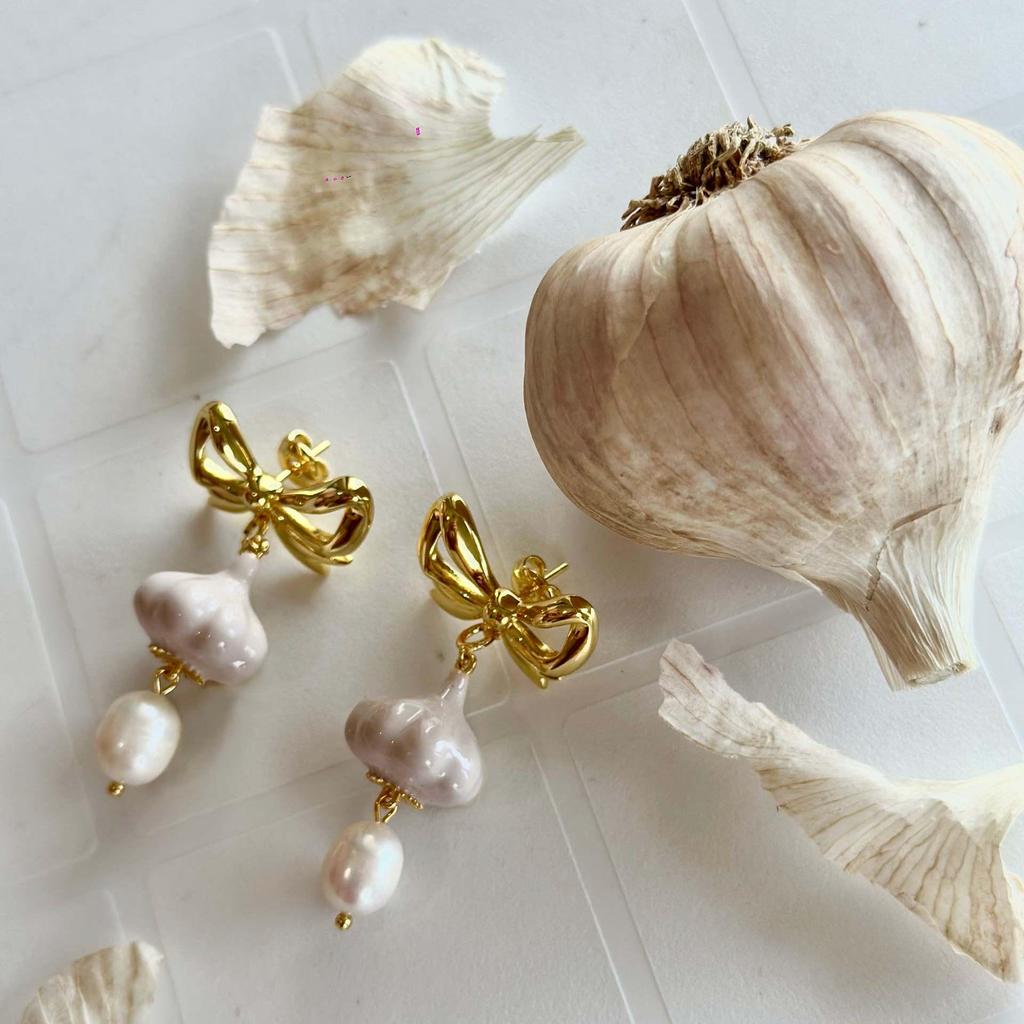 Trendy Colorful Pearl Vegetable Wine Glass Earrings Studs