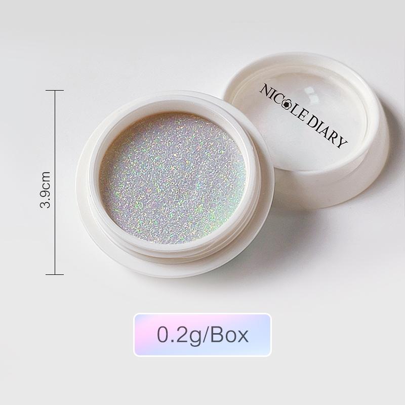 NICOLE DIARY Aurora Prášek na nehty Bílý Pigment Perleťový Třecí Prach Efekt Nail Art Třpytky Manikúra Příslušenství k nehtům