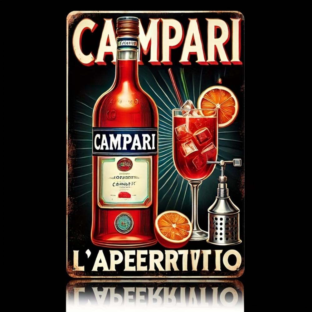 AperitivoRegaloNostalgia Retro Campari Cartello Metallico - Decorazione Bar Vintage - per Cucine e Regali - Audace Design della Bottiglia