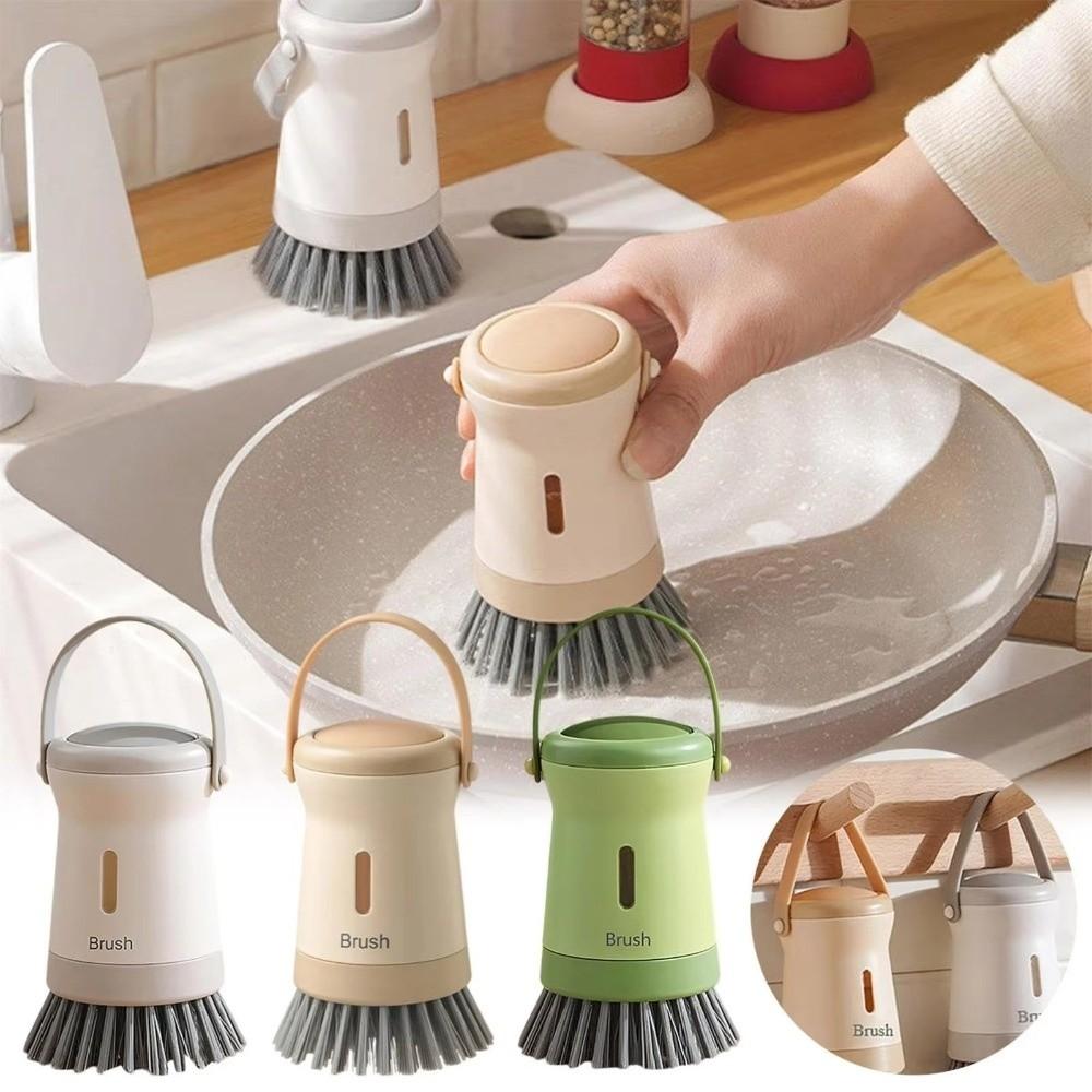 Ergonomic Press Dish Scrubber Non-Scratch Kitchen Scrub Brush Dish Brush  for Pots Cookware
