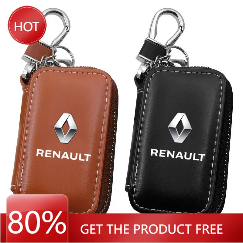 Krytky kol Kožené pouzdro na klíče od auta Plný kryt klíče pro Renault Clio Megane Captur Kadjar Laguna Scenic Espace Koleos Twingo II III IV