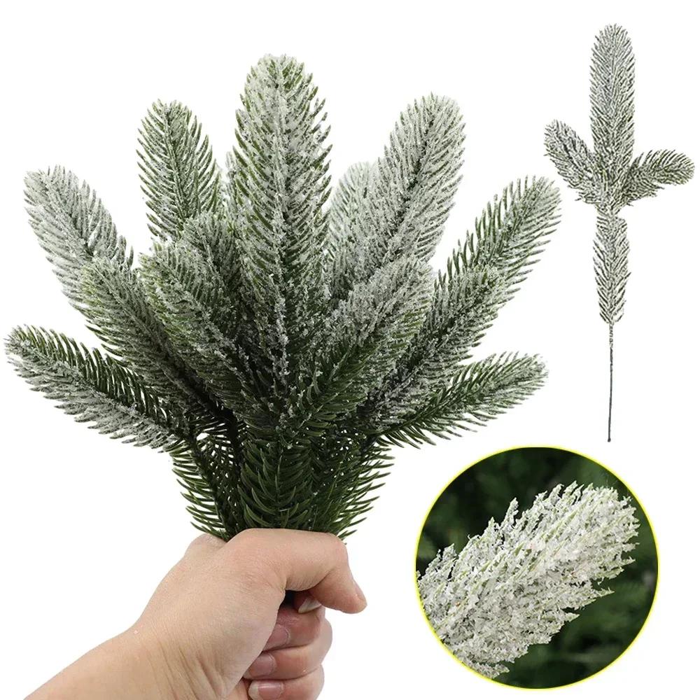 50/5x Artificial Green Pine Branch Leaves Christmas Decoration Xmas Tree Home Room Decor New Year Christmas Garland Accessory