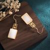 2021 Chinese Style Cheongsam Hanfu Earrings: Gold-Plated, Imitation Hetian Jade Double Happiness Dangle for Women.