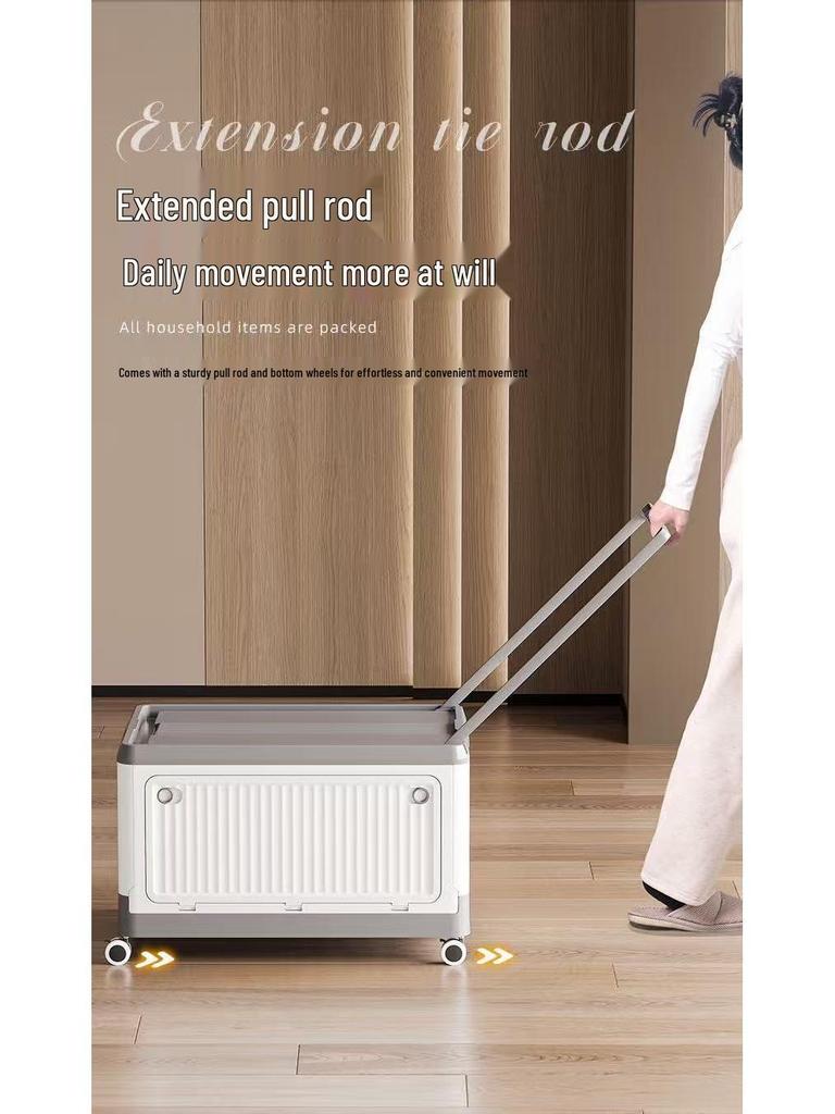 Rollbare Faltbare Aufbewahrungsbox mit Zugstange - Staubdichter Seitlich zu Öffnender Organizer für Studentenwohnheime