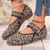 New Women Leopard Print Dress Ballerinas Flats Plus Size Woman Retro Loafers  Shallow Mouth Mary Jane Shoes Female