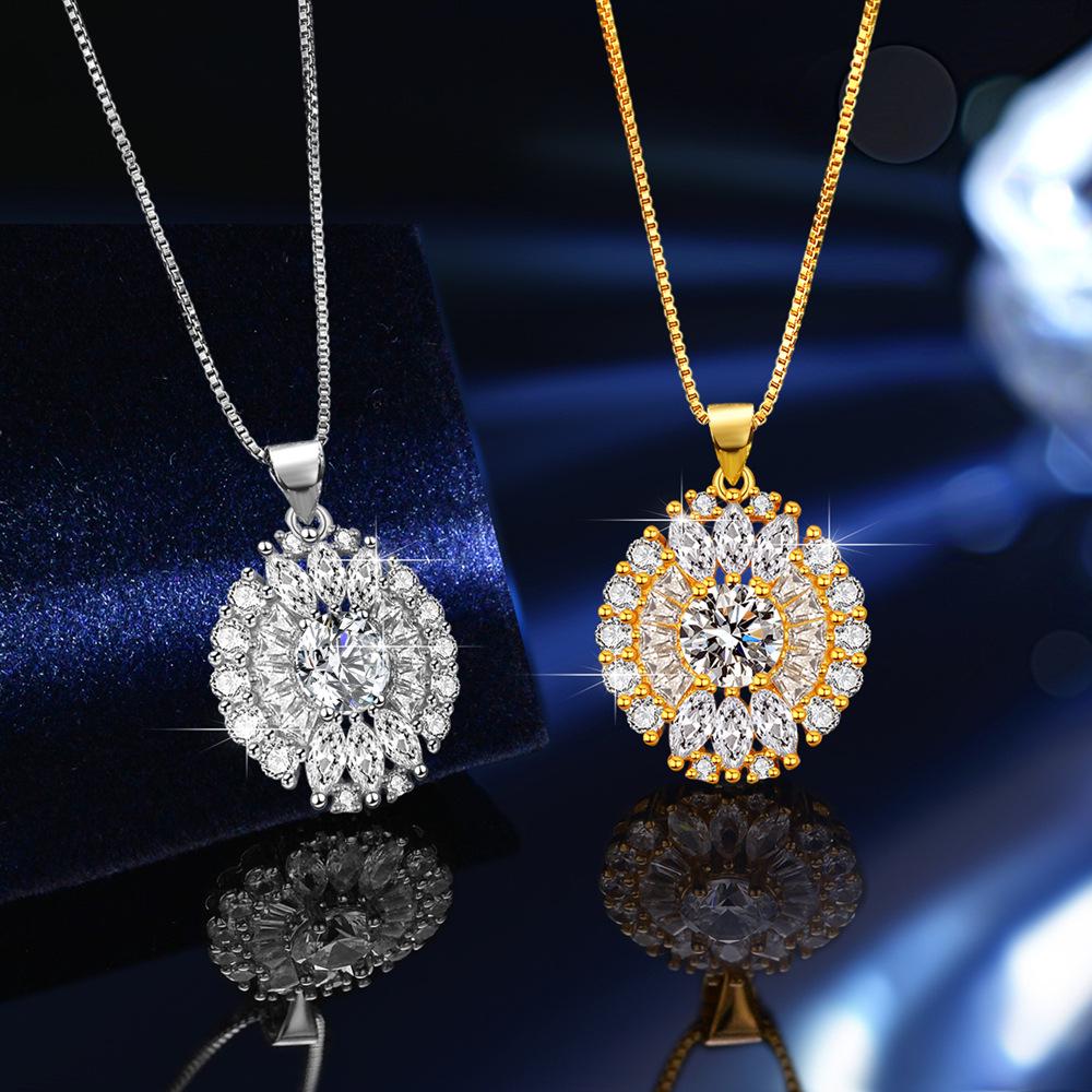 High-End Moissanite D Color Sterling Silver Pendant Necklace for Women - One Carat Round Gem