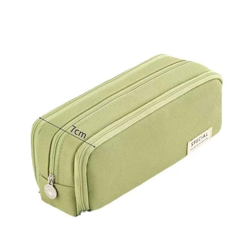 Kawaii Pencil Case Large Space Storage 3 Compartment Pouch Double Side Opened Student Stationery Desk Organizer School Supplies