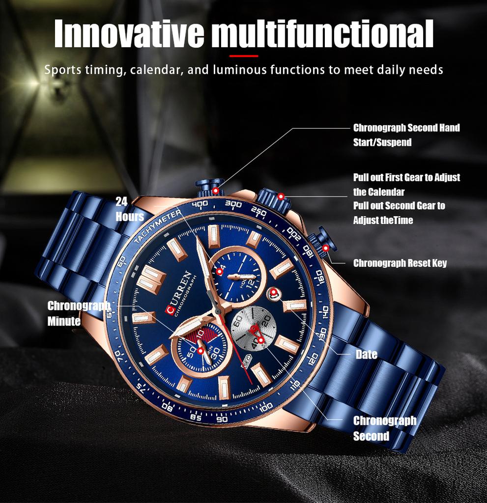 CURREN 8418 Luxury Men Quartz Wrist Watches Custom Men's Stainless Steel Band Strap Wristwatches for Man