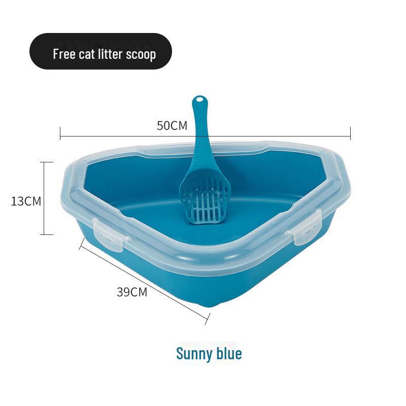 

Великий трикутний котячий лоток з лопаткою - Захищений від бризок та запаху 50×39×13cm