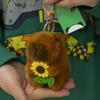 Cute Capybara Plush Keychain Soft Stuffed Animal Capybara Pendant With Sunflower Fluffy Capybara Bag Charm For Kids And Adults