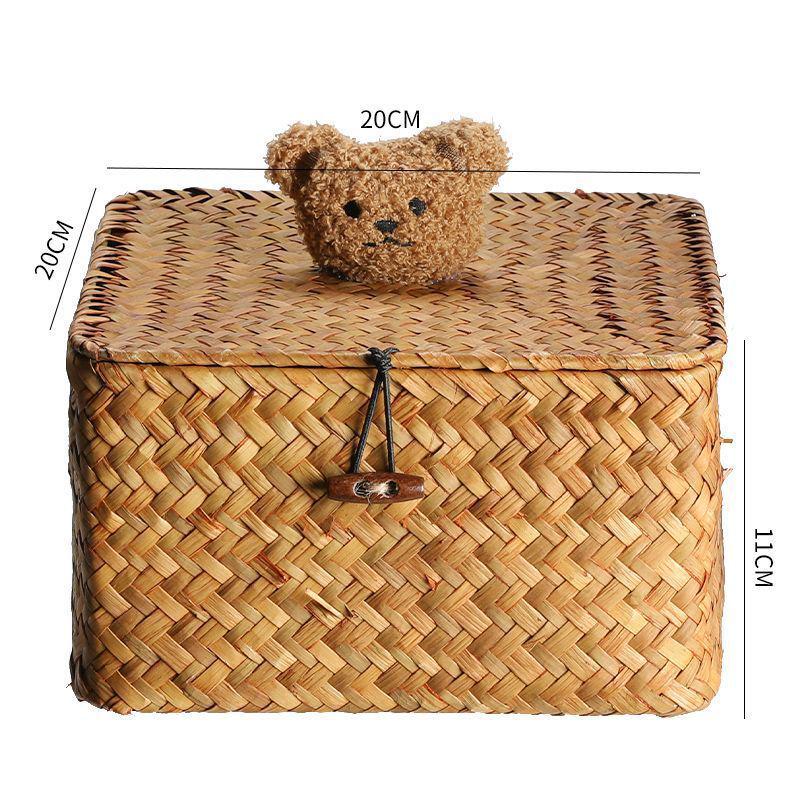 Woven Sea Vine & Bamboo Rectangle Snack Storage Basket