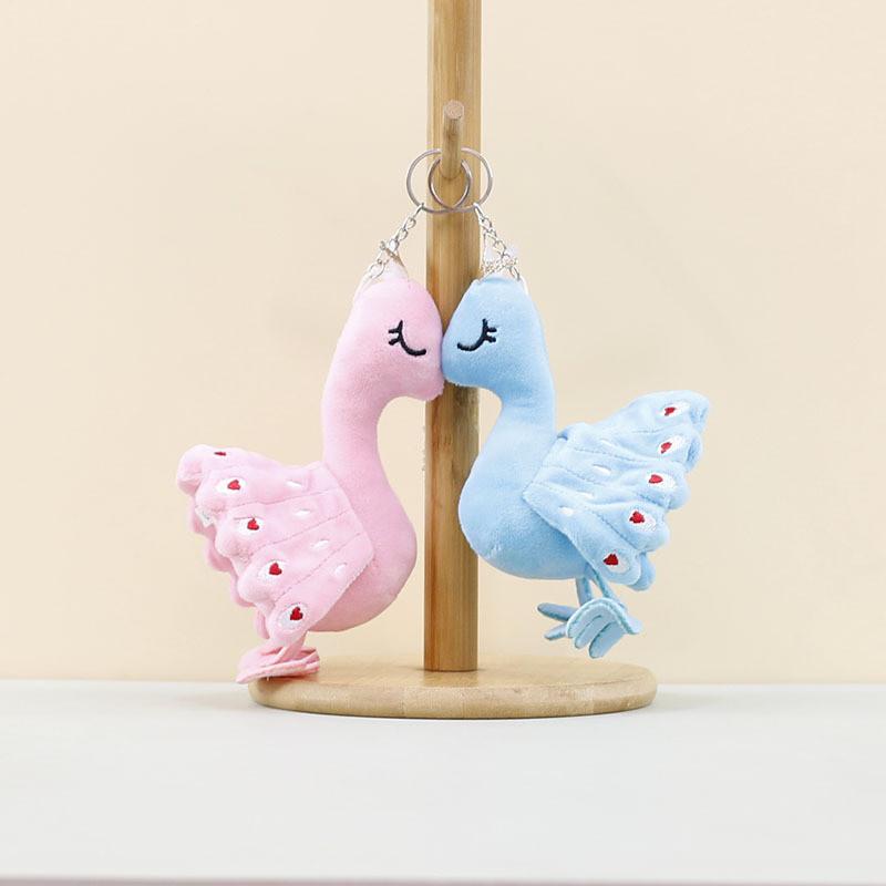 Soft Short Plush Peacock Toy Colorful Bird Keyring Lovely Accessory With Pp Cotton