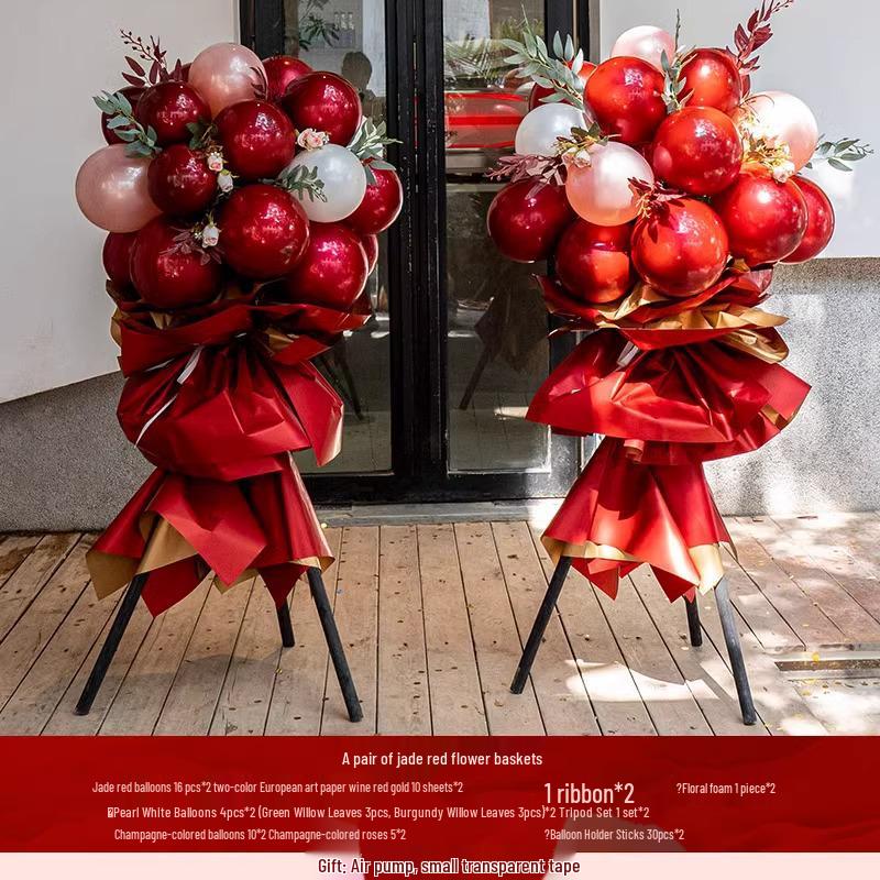 National Day Balloon Column & Flower Basket Decoration for Event Atmosphere