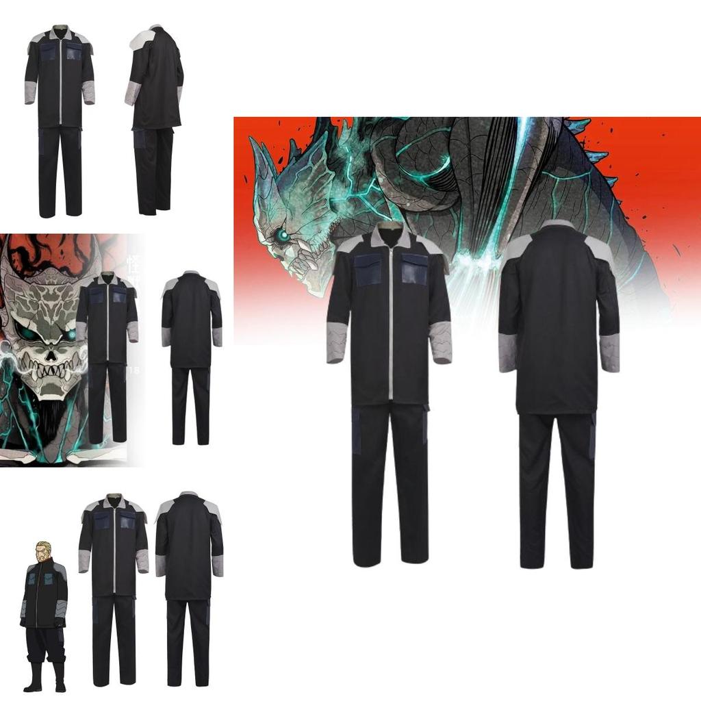 High-quality Polyester Monster No. 8 Cosplay Costume Black Anime Team Uniform For Men And Women