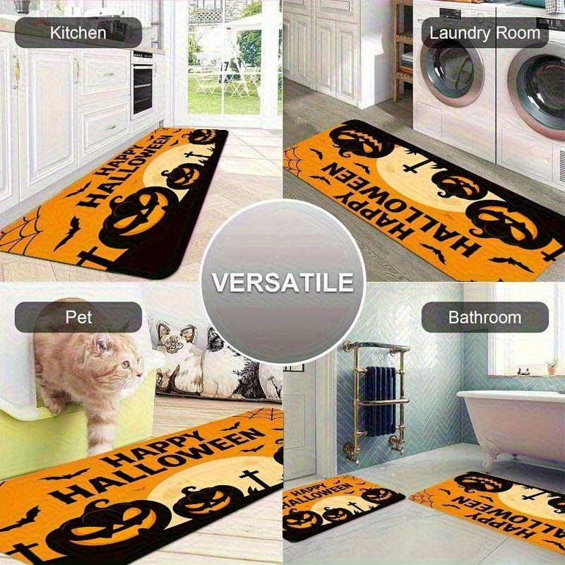 1PC Halloween Skull Crow Kitchen Rug Non-Slip Door Mat Pop Design Bathroom Rug Bath Mat Carpet for Home Sink Laundry Decor