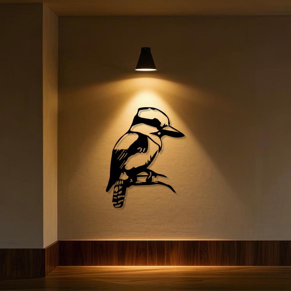 1pc Lifelike Kookaburra Metal Wall Art Iron Garden Sculpture Weather Resistant Patio Fence Decor Gift for New Year Easter Bird Lovers