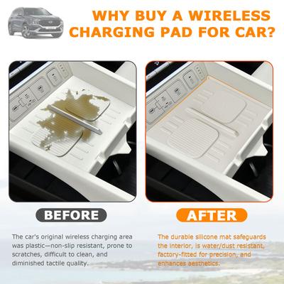 Für Hyundai Santa Fe 2025 Kabelloses Ladefeld Auto Innenzubehör Handy rutschfeste Ladematte Silikon Schutzpad