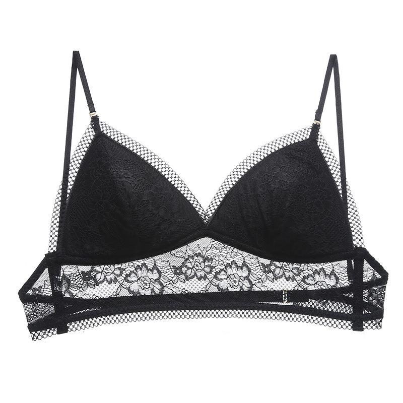 Dünner BH ohne Bügel, unsichtbar, rückenfrei, Spitzen-BH, Dreieck-Cup, Sommer