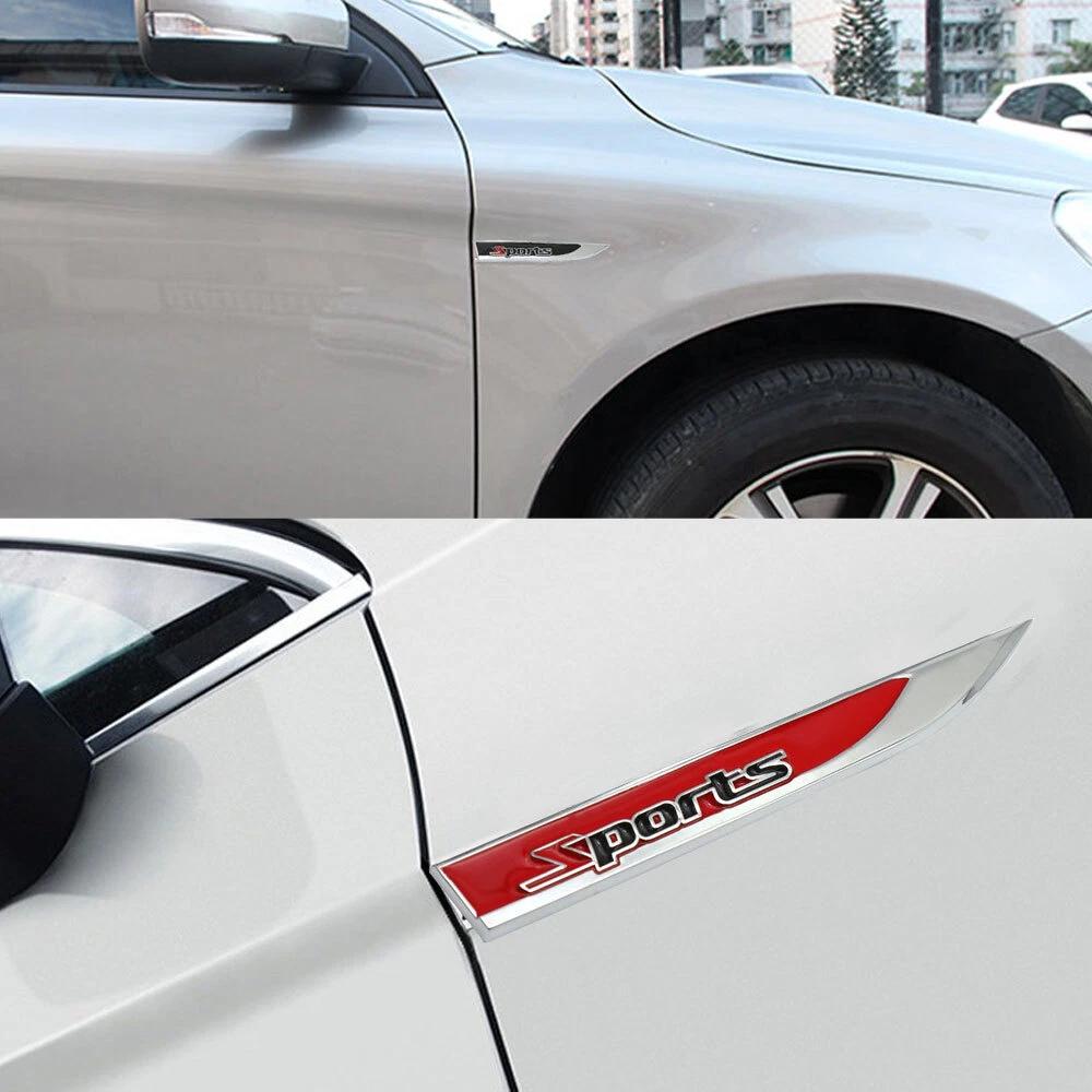 1pair Metal 3D Sports Auto Car Vehicle Front Fenders Decorative Emblem Sticker Badges Exterior Decals