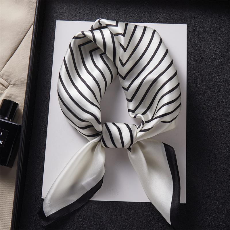 Hangzhou silk 100% mulberry silk silk scarf simple striped silk scarf women s 70cm square scarf scarf shawl versatile
