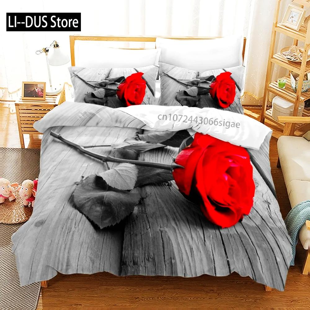 Set Biancheria da Letto Rosa Moda Romantico Tessile per la Casa Singolo Matrimoniale Misura Per Coppia Donna Ragazze Arredamento Camera da Letto Fiori Copripiumino