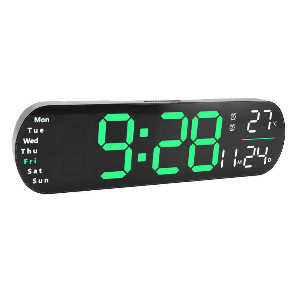 Digital Wall Clock with Remote Control Big LED Screen Display Adjustable 8 Color Lights Digital