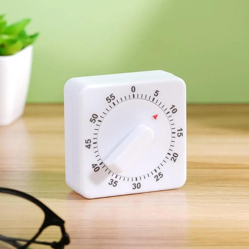 60 Minutes Mechanical Kitchen Timer Square Countdown Alarm Reminder for Cooking Baking Food Preparation Timing Tool