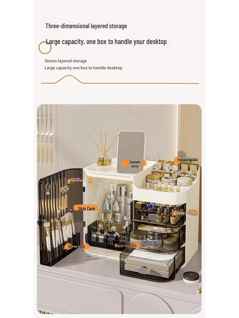 Large Capacity Multifunctional Dustproof Storage Box for Cosmetics and Skincare