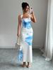2026 European and American women's clothing explosive new neck halter long dress hip-wrapped printed dress
