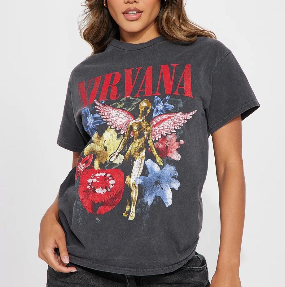 26 NIRVANA ANGELES IN THE SKY OVERSIZE TEE Unisex T-Shirt M